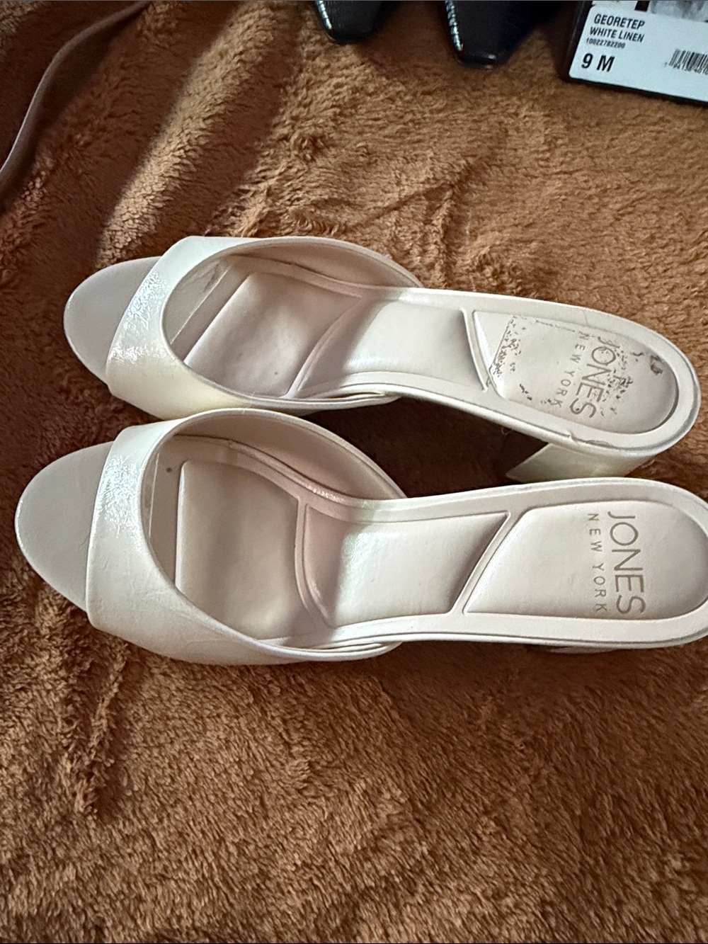 Jones New York White Slide Mules with Padded Footbed
